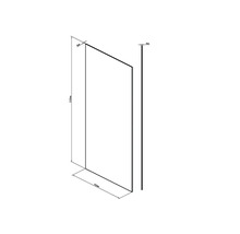 Bild på en duschvägg med måtten 2100 mm hög och 960 mm bred.