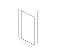 Teknisk ritning av en duschvägg med måtten 2100 mm höjd, 1160 mm bredd och 8 mm tjocklek.