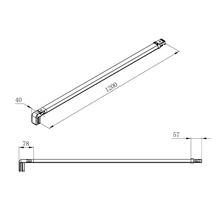 Teknisk ritning av ett räckessystem med dimensioner