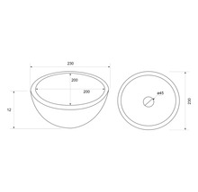 Ritning av ett tvättställ med mått
