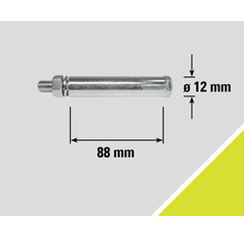 Metallbult med mutter, 88 mm längd, 12 mm diameter