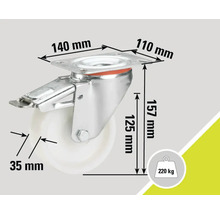 Svänghjul med broms och måtten 140 mm gånger 110 mm
