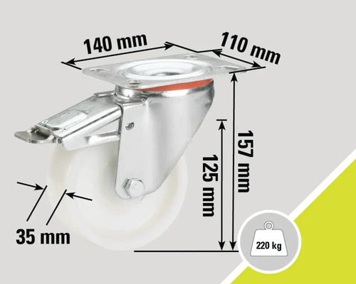Svänghjul med broms och måtten 140 mm gånger 110 mm