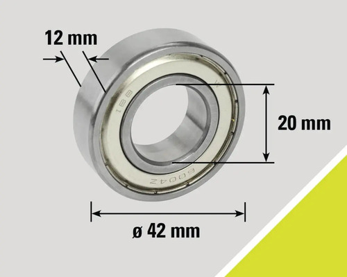 Kullager med dimensionerna 12 mm, 20 mm och en diameter på 42 mm