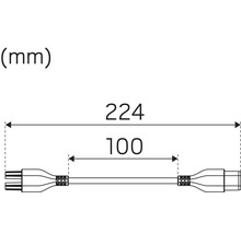 Diagram över en elektrisk kabel med dimensioner i millimeter