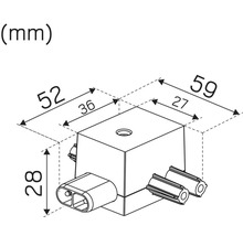 Teknisk ritning med dimensioner för en komponent