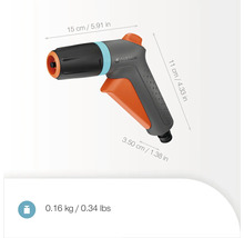 Trädgårdssprutpistol med mått och vikt