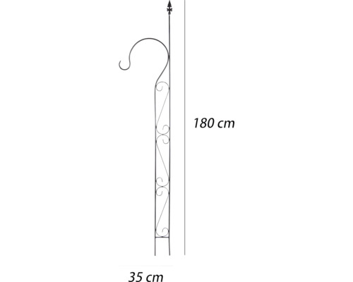 Lyktstolpe i metall, höjd 180 cm, räckvidd 35 cm