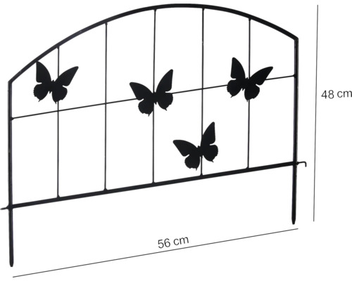Trädgårdsstaket av metall med fjärilsmotiv, 56 x 48 cm