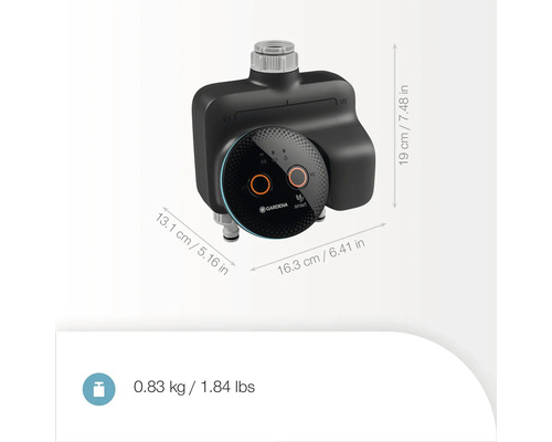Gardena Smart vattenfördelare med mått