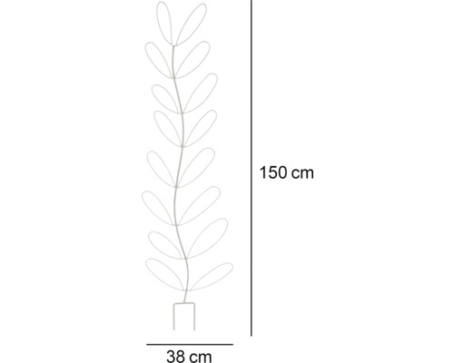 Illustration av växtstöd med måtten 150 x 38 centimeter