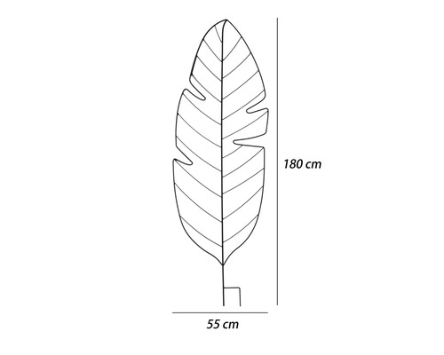 Dekorativ metallbladskulptur, 180 cm hög och 55 cm bred