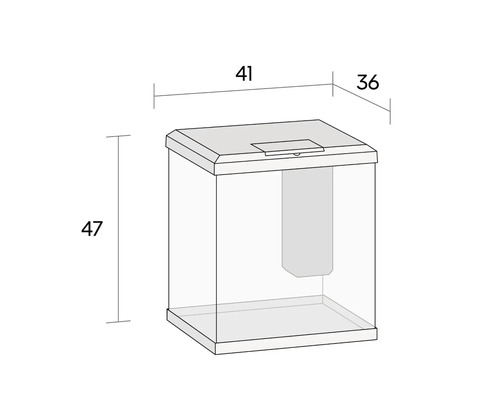Akvarium med måtten 41 x 36 x 47 centimeter