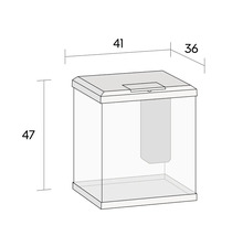 Bild av ett akvarium med måtten 41 x 36 x 47 cm