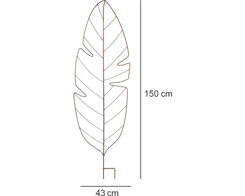 Växtstöd i metall i bladform, 150 gånger 43 centimeter
