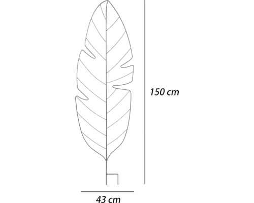 Metallbladsdekoration, 150 cm hög, 43 cm bred