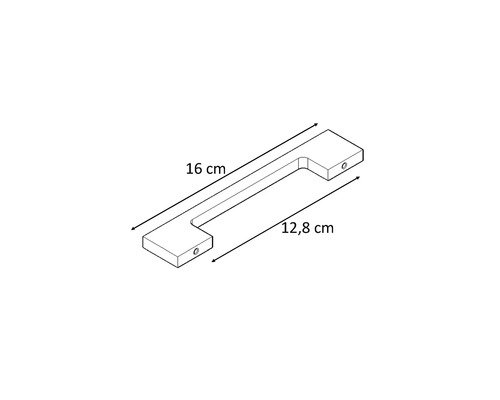 Handtag av trä med måtten 16 cm och 12,8 cm