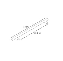 Teknisk ritning av ett möbelhandtag med måtten 32 cm och 25,6 cm