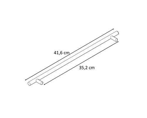 Ritning av ett stånghandtag med måtten 41,6 cm och 35,2 cm.