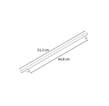 Diagram över en 51,2 centimeter lång stång med ett avstånd på 44,8 centimeter