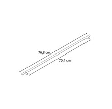 Schematisk representation av en duschstång med måtten 76,8 cm och 70,4 cm.