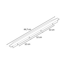 Metallist med måtten 44,7 centimeter lång och 12 centimeter bred