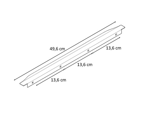 Metallprofil med måtten 49,6 cm och 13,6 cm