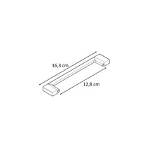 Ritning av ett möbelhandtag med måtten 16,3 cm och 12,8 cm.