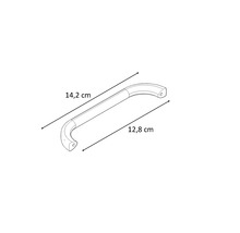 Ritning av ett möbelhandtag med måtten 14,2 cm och 12,8 cm