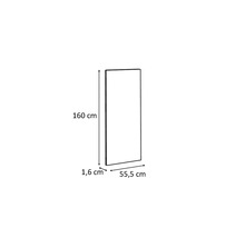 Mått på en produkt: 160 cm höjd, 55,5 cm bredd och 1,6 cm djup