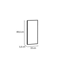 Rektangulär spegel med måtten 89,6 cm x 33 cm x 1,6 cm
