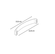Ritning av ett möbelhandtag med måtten 13,6 cm och 12,8 cm.
