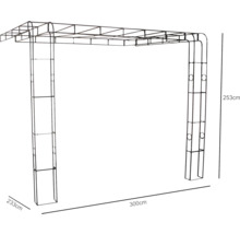 Metallpergola med måtten 253 x 300 x 233 cm som trädgårdsdekoration