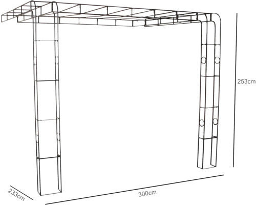 Metallpergola med måtten 253 x 300 x 233 cm som trädgårdsdekoration
