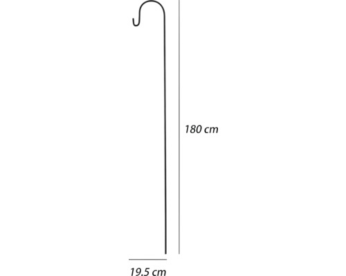 Metall växtkrok med måtten 180 cm hög och 19,5 cm bred