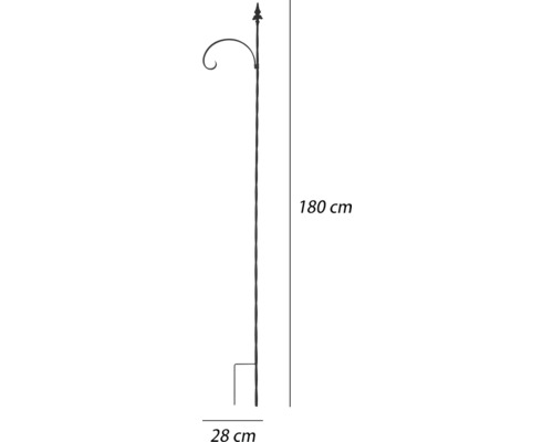 Lyktstolpe i metall, 180 cm hög och 28 cm bred