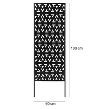 Dekorativt insynsskydd i metall med 180 centimeters höjd och 60 centimeters bredd