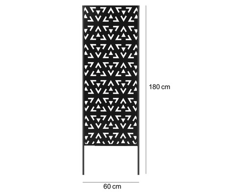 Dekorativt insynsskydd i metall med 180 centimeters höjd och 60 centimeters bredd