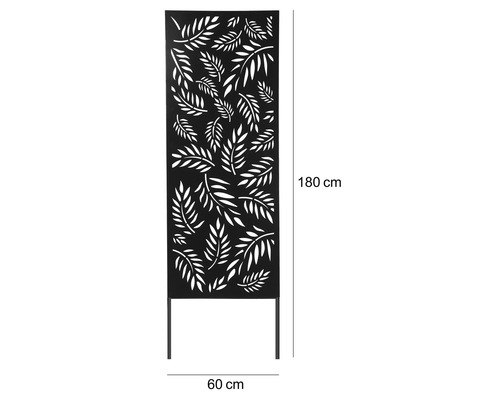 Trädgårdsstaket av metall med bladmönster, 180 cm högt och 60 cm brett