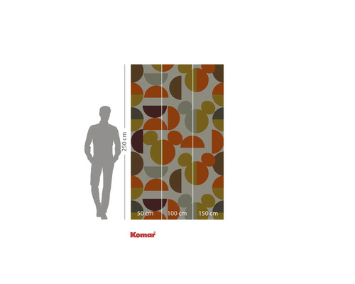 Komar Logo. Fototapet med geometriska former och storleksangivelser.
