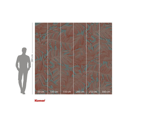 Fototapet med bladmönster och storleksangivelser
