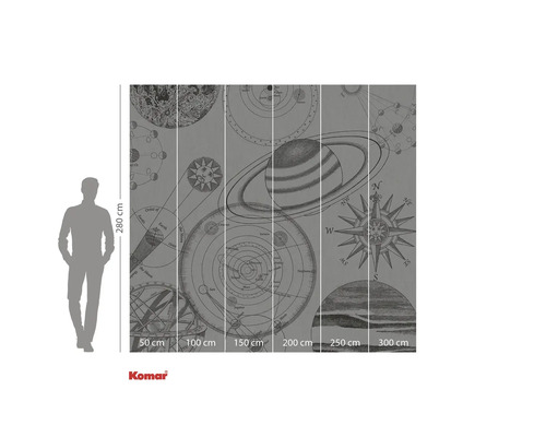 Tapet med illustration av solsystemet och nautiska element