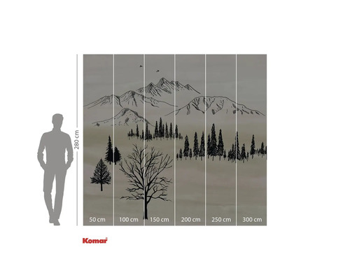 Fototapet med bergslandskap och skogsmotiv för väggdekoration