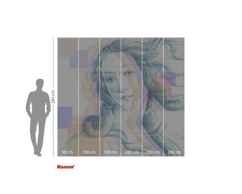 Komar väggmålning Venus födelse, 280 cm höjd, storleksinformation