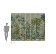 Fototapet med djungeltema med djur som giraff, zebra och elefant