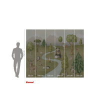 Fototapet med skogsdjur, träd och berg