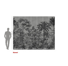 Fototapet med djungelmotiv, inklusive giraff, zebra och elefant