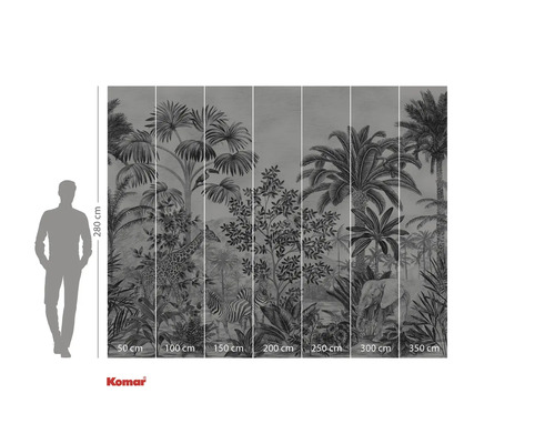 Fototapet med djungelmotiv, inklusive giraff, zebra och elefant