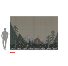 Fototapet med skogsmotiv, hus och måne