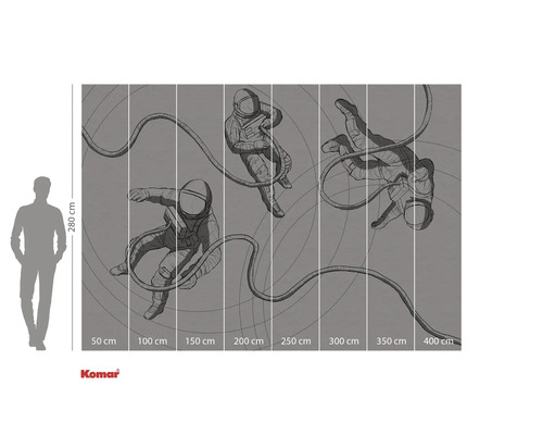 Illustration av en fototapet med astronauter i rymden